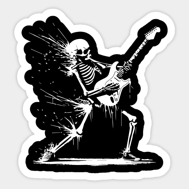 skeleton rock and roll Sticker by lkn